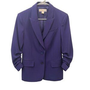 NWOT Michael Kors Purple Ruched Sleeve Blazer – Size 4 – MSRP $198